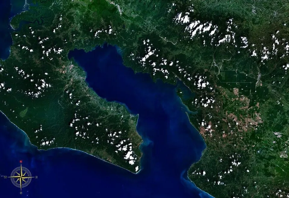 NASA satellite view of the Osa Peninsula and Golfo Dulce