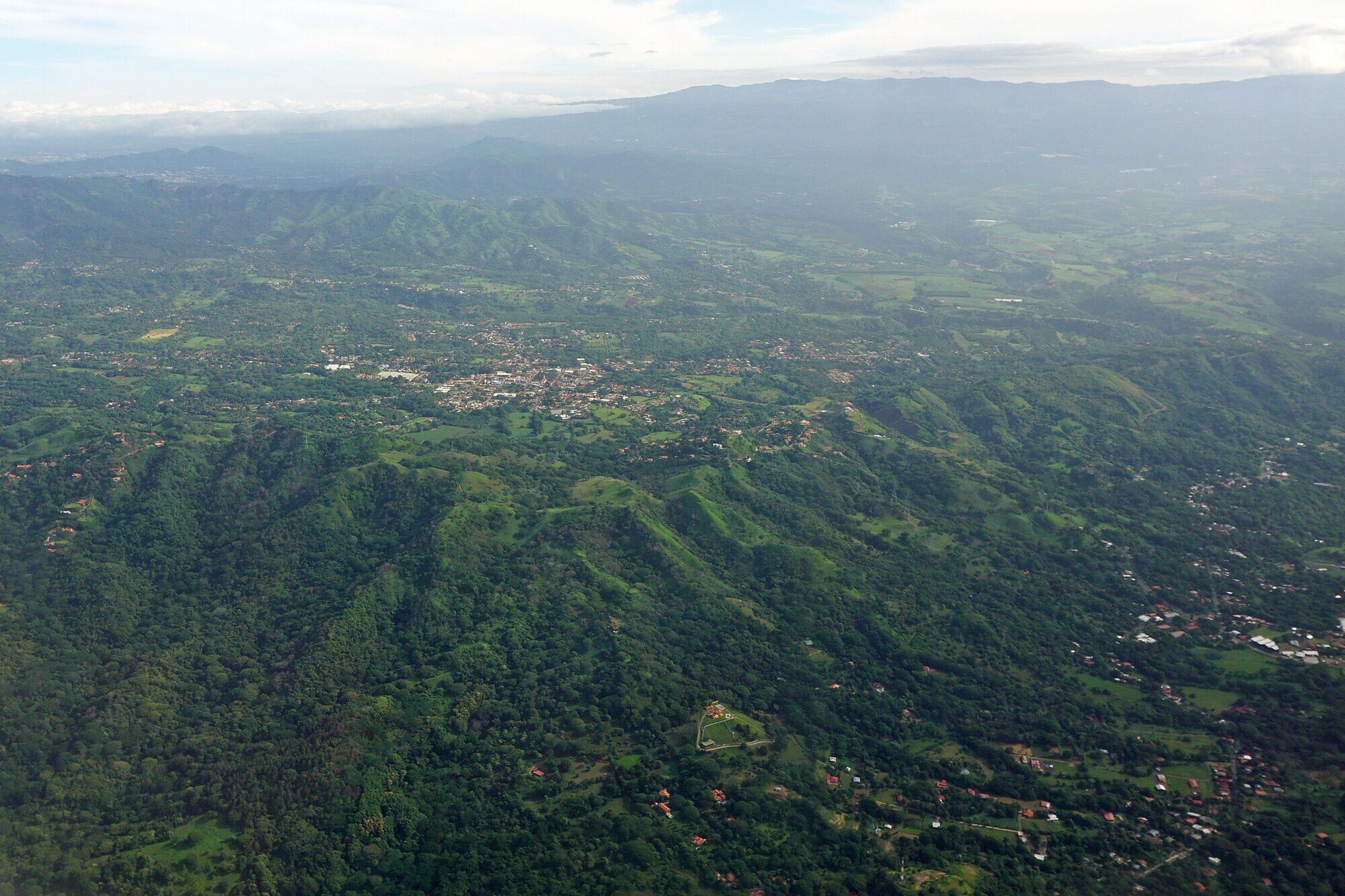 Aerial view of forested landscape near Atenas, Costa Rica