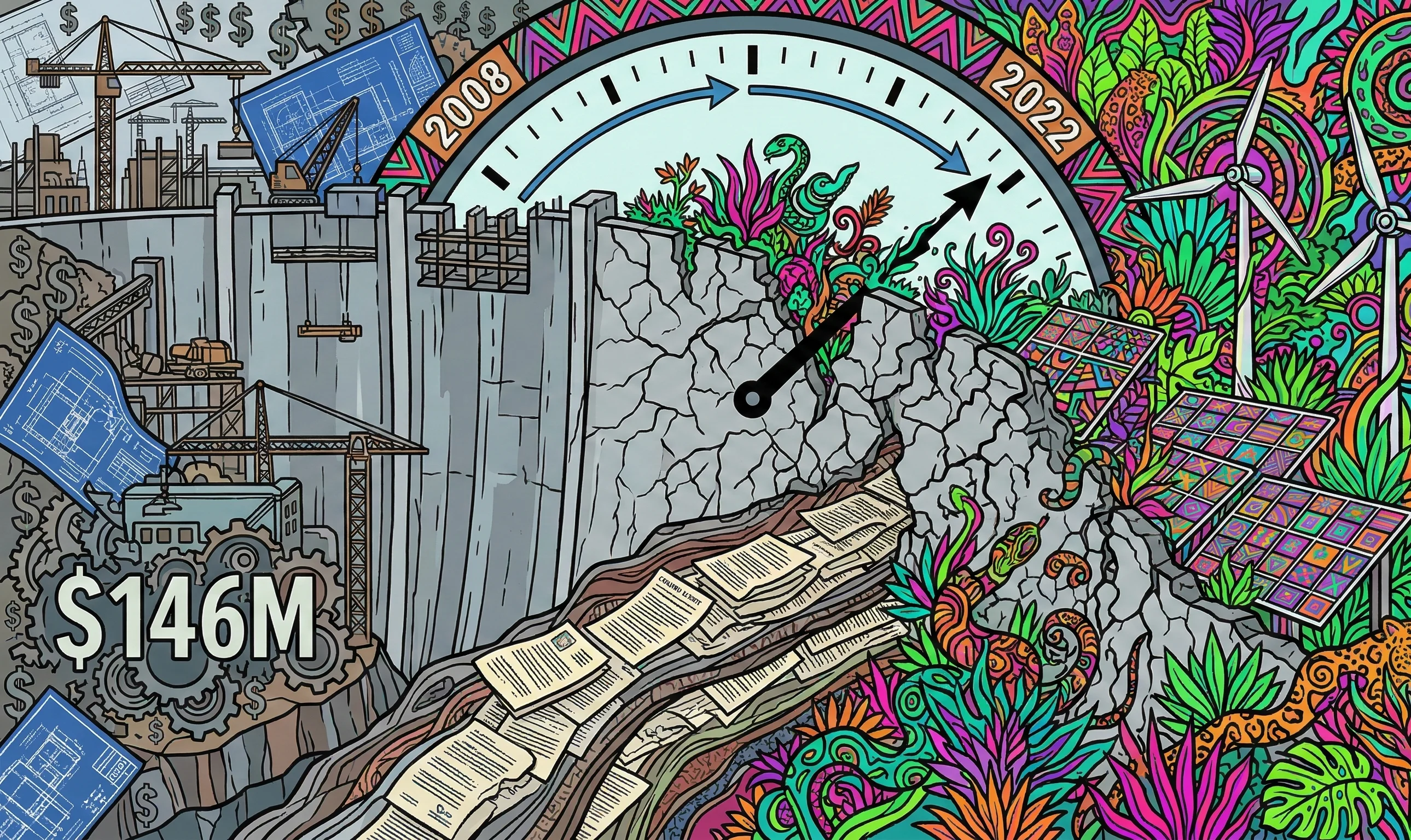 Indigenous psychedelic pop art illustration depicting time as a weapon