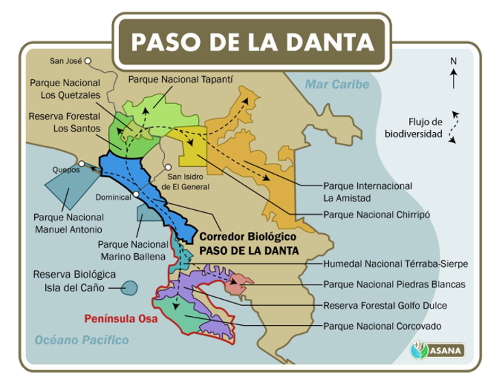 Map of Paso de la Danta Biological Corridor