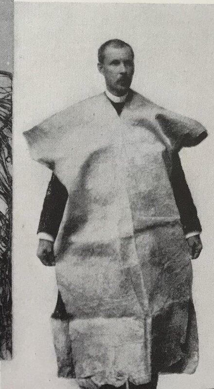 Henry Hurd Rusby wearing an Araüna bark coat