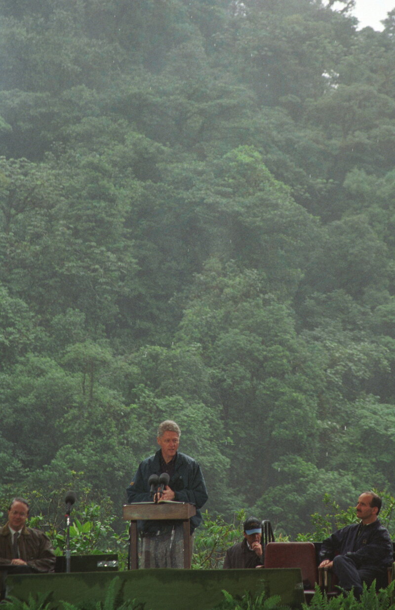 President Bill Clinton at Braulio Carrillo National Park, Costa Rica, May 9, 1997