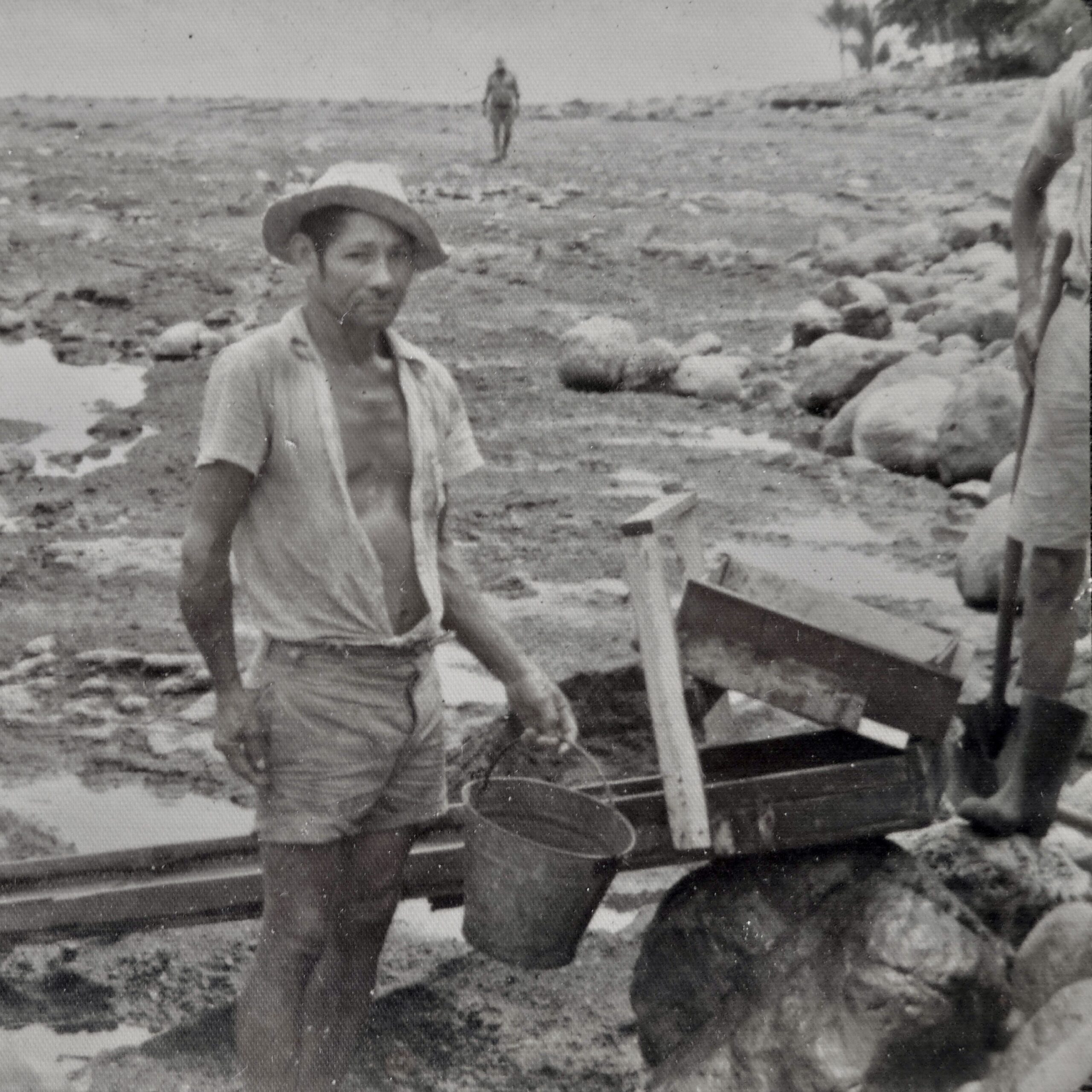 Gold miner working beach with sluice in Osa Peninsula