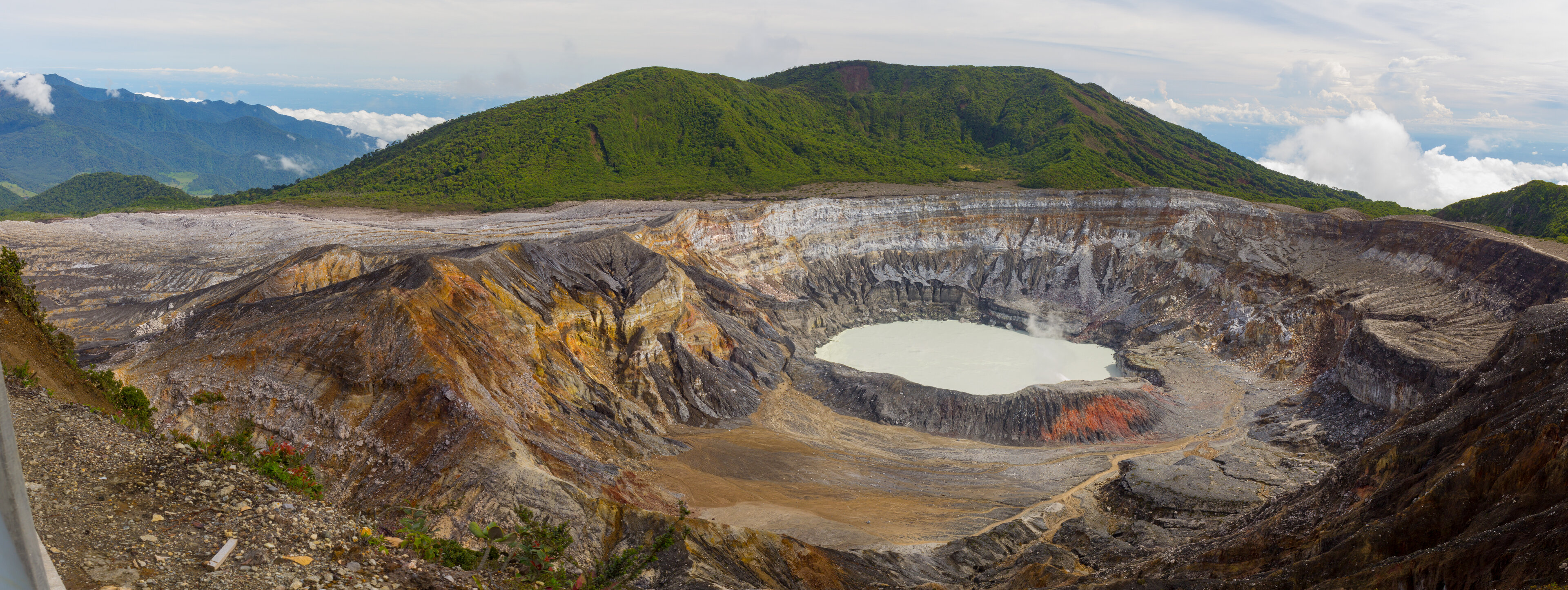 Poás Volcano crater with acidic lake