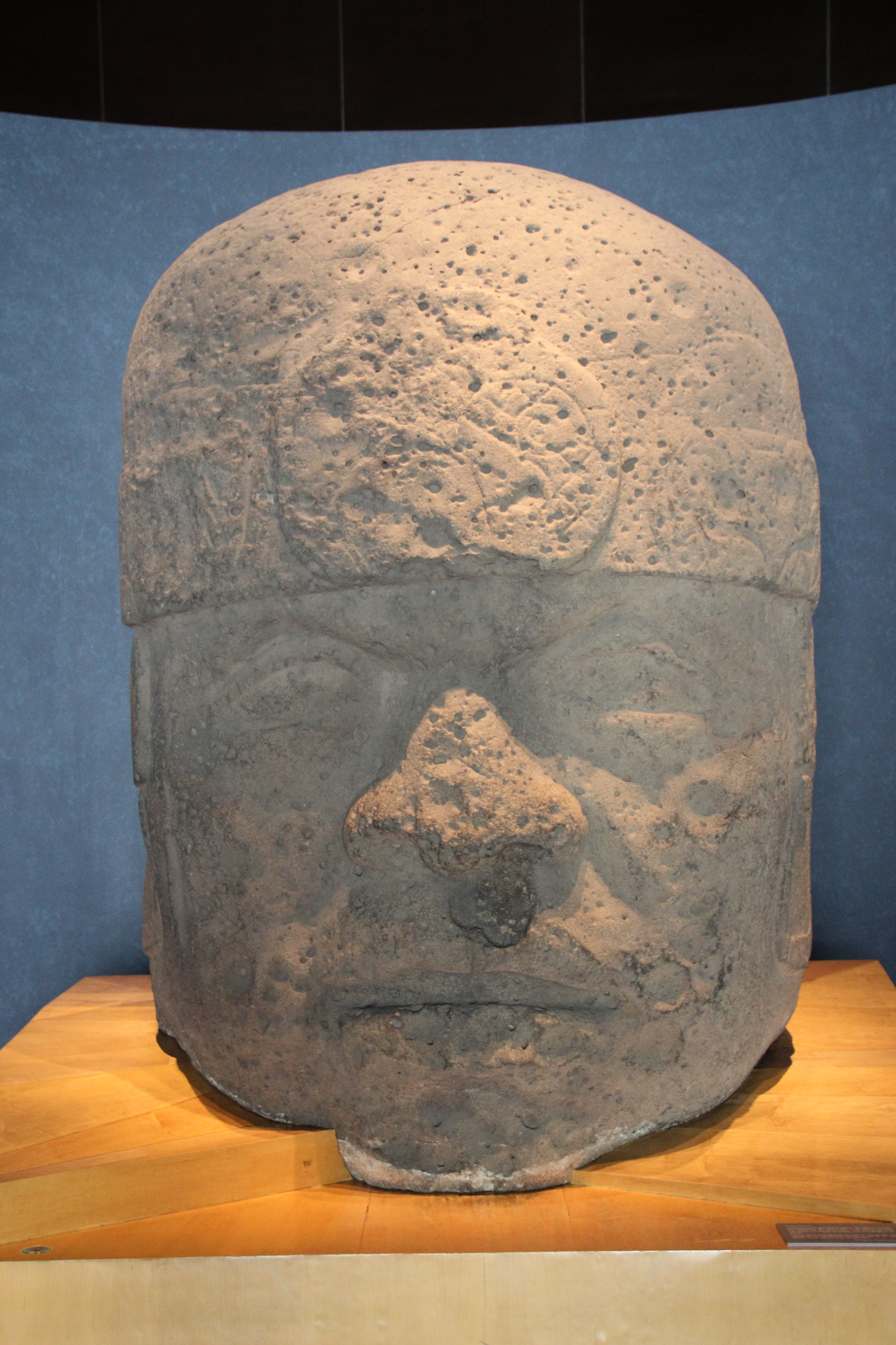 Olmec colossal head sculpture